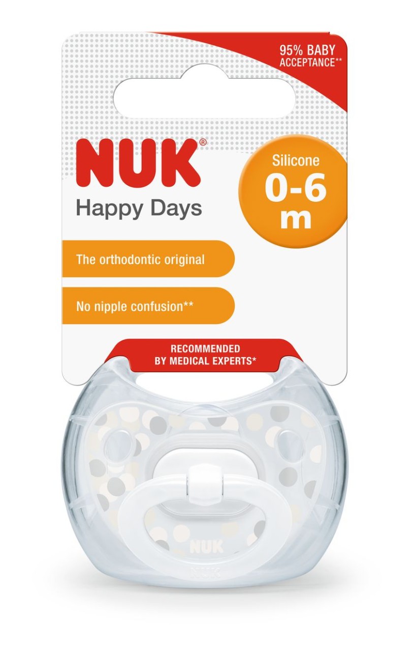 NUK Dudlík HAPPY DAYS,SI,V1 (0-6m.) box